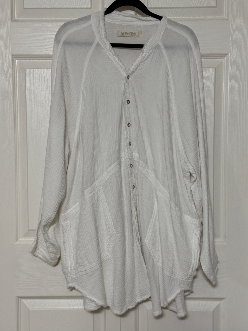 Free People We the Free Summer Daydream Shirt Gauze Beach Coastal Blouse Large - Picture 3 of 9
